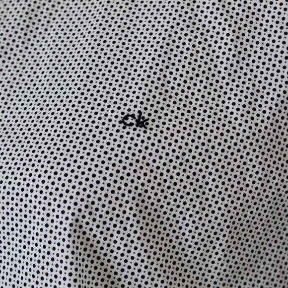 White & Navy Blue Polka Dot Short Sleeve Button Down Shirt - Picture 3 of 9